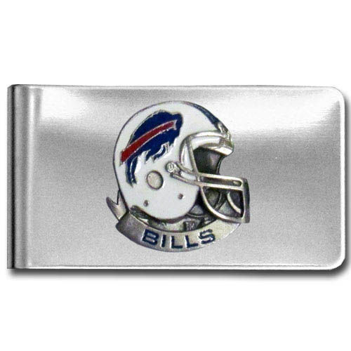 Our NFL stainless steel money clips feature a hand painted emblem featuring the Billssculpted 