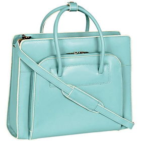 15.4" Lake Forest Aqua Blue Italian Leather Ladies' Notebook Briefcase