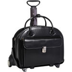 15.4" Glen Ellyn Black Italian Leather Detachable-Wheeled Ladies' Notebook Briefcase