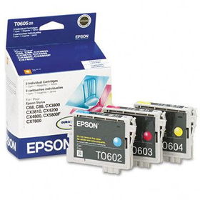 T060520 Ink, 1350 Page-Yield, 3/Pack, Cyan, Magenta, Yellowepson 