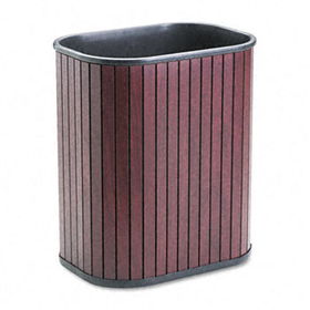Advantus 09843 - Rectangular Hardwood Wastebasket, 13 qt, Mahogany Stain/Black Liner