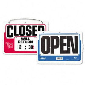 Headline Signs 9385 - Double-Sided Open/Closed Sign w/Dial-A-Time Will Return Clock, Plastic, 11 x 8