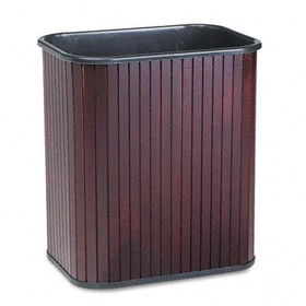 Advantus 09853 - Rectangular Hardwood Wastebasket, 17 qt, Mahogany Stain/Black Liner