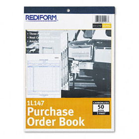 Purchase Order Book, Bottom Punch, Letter, Three-Part Carbonless, 50 Sets/Bookrediform 