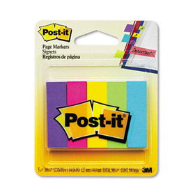 Page Markers, Five Assorted Ultra Colors, 5 Pads of 100 Strips/Packpost 