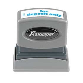 Xstamper ECO-GREEN 1333 - Title Message Stamp, for DEPOSIT ONLY, Pre-Inked/Re-Inkable, Blue