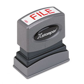 Xstamper ECO-GREEN 1051 - Title Message Stamp, FILE, Pre-Inked/Re-Inkable, Red