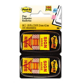 Flags in Dispenser, ""Sign Here"", Yellow, 12 50-Flag Dispensers/Pkpost 