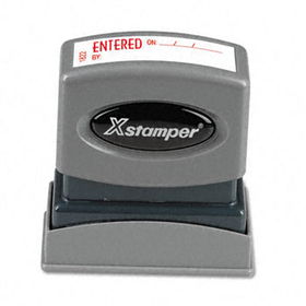 Xstamper ECO-GREEN 1822 - Title Message Stamp, ENTERED, Pre-Inked/Re-Inkable, Red