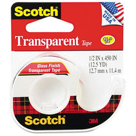 Transparent Tape in Hand Dispenser, 1/2"" x 450"", Clear