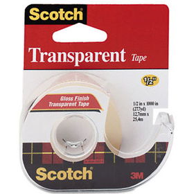 Scotch 174 - Transparent Glossy Tape w/Hand Dispenser, 1/2 x 1000, Clear