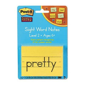 Post-it 562SWN2 - Super Sticky Sight Word Notes for Kids, 3 x 4, 2 150-Sheet Pads/Packpost 