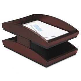 Executive Woodline II Front Loading Letter Desk Tray, Two Tier, Wood, Mahoganyrolodex 