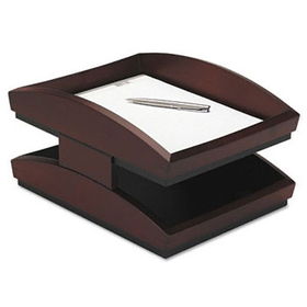 Executive Woodline II Front Loading Legal Desk Tray, Two Tier, Wood, Mahogany