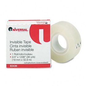 Invisible Tape, 3/4"" x 1296"", 1"" Core, Clear