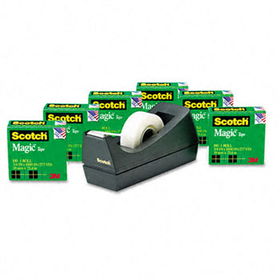 Magic Tape Value Pack with FREE C38 Dispenser, 3/4"" x 1000"" Tape, 6/Pack