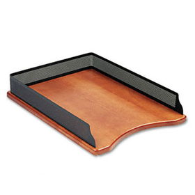 Rolodex Q22711 - Distinctions Self-Stacking Desk Tray, Metal/Wood, Black/Cherry