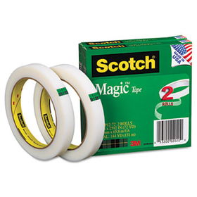 Magic Tape, 1/2"" x 2592"", 3"" Core, 2/Pack