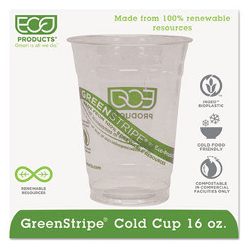 Eco-Products EPCC16GS - GreenStripe Renewable Resource Compostable Cold Drink Cups, 16 oz, Clr, 1000/Ctn