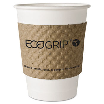 Eco-Products EG2000 - EcoGrip Renewable Resource Compostable/Recyclable Cup Sleeve, Kraft, 1300/Ctn