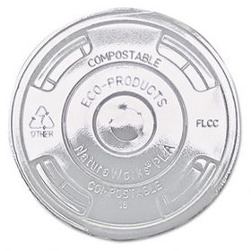 Eco-Products EPFLCC - Compostable Cold Drink Cup Lids, Flat, Clear, 1000/Carton