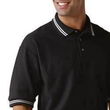 Jerzees cool knit sport shirt with striped collar and cuffs Color: BLACK / WHITE 2XL