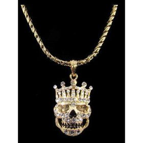 Crowned Skull Necklace and Pendant | Gold Case Pack 1crowned 
