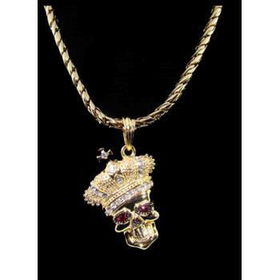 Red Eyed Skull Necklace and Pendant | Gold Case Pack 1red 