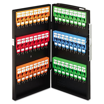 CARL 80048 - Locking Key Cabinet, 48-key, Steel, Black, 11 1/2 x 3 x 21 1/4