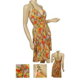 Ladies Plaid/Swirl Design Halter Dress Case Pack 6