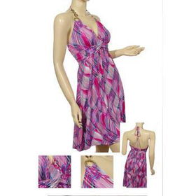 Ladies Pladi/Swirl Design Halter Dress Case Pack 6