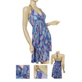 Ladies Plaid/Swirl Design Halter Dress Case Pack 6ladies 