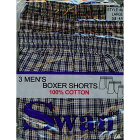 Swan 100% Cotton Men's Boxer Shorts Case Pack 24