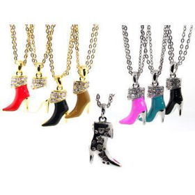 High Heel Shoe Necklaces Silver Case Pack 1high 
