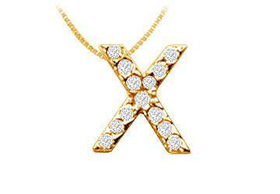 Classic X Initial Diamond Pendant : 14K Yellow Gold - 0.15 CT Diamondsclassic 