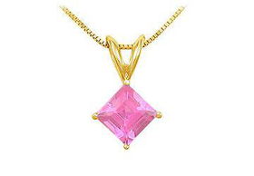 Pink Sapphire Solitaire Pendant : 14K Yellow Gold - 1.00 CT TGWpink 