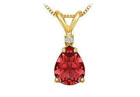 Diamond and Ruby Solitaire Pendant : 14K Yellow Gold - 1.00 CT TGWdiamond 