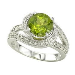 14K White Gold Peridot & Diamond Ring $754.68