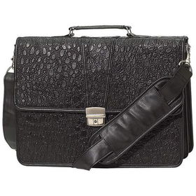 Embassy&trade; Italian Stone&trade; Design Genuine Leather Briefcase with Embossed Alligator Grain Designembassy 