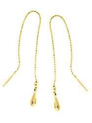 Genuine Gold Ornamental Ball Threader Dangle Earringsgenuine 