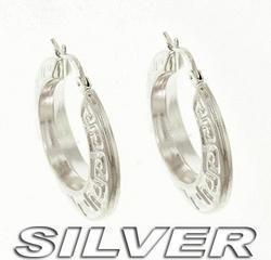 Sterling Silver Greek Key Hoop Earringssterling 
