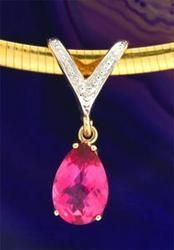 Pink Topaz and Diamond 14K Two-tone Gold Slide Pendantpink 