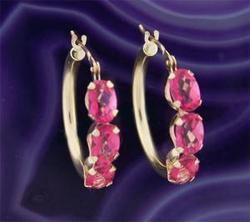 Pink Topaz 14K Gold Hoop Earringspink 