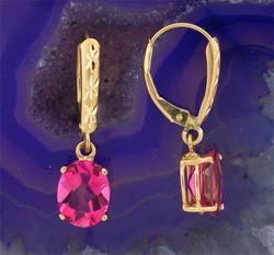 Ladies Pink Topaz 14K Gold Earringsladies 
