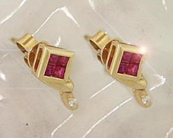 Red Delicious Ruby and Diamond 14K Gold Stud Earringsred 