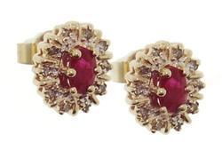 Ruby Diamond Gold Flower Earringsruby 