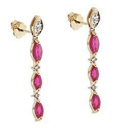 Marquise Ruby and Diamond Genuine 14K Gold Dangle Earringsmarquise 
