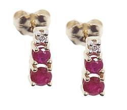Ruby and Diamond 14K Gold Stud Earringsruby 