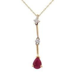 Pear Cut Ruby Diamond 14K Gold Dangle Pendant Necklacepear 