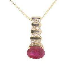 Ruby and Diamond 14K Gold Pendant Necklace
